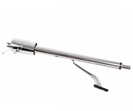 57 Chevy Flaming River Steering Column, Tilt Function, Polished Stainless Steel, (Floor Shifter)