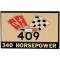 Full Size Chevy Air Cleaner Decal, 409ci/340hp, 1963-1965