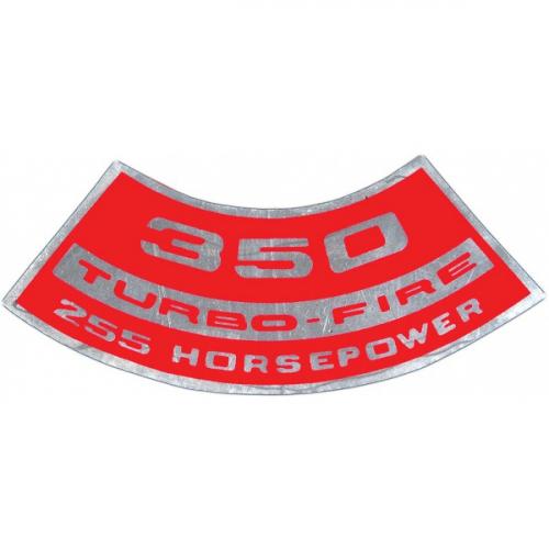 Full Size Chevy Air Cleaner Decal, TurboFire, 350ci/255hp, 1969