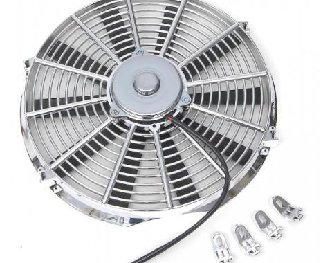 Chevy Electric Cooling Fan, Chrome Reversible, 14", 1955-1957