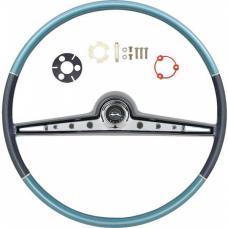 Full Size Chevy Complete Steering Wheel Assembly, Blue, Impala, 1962