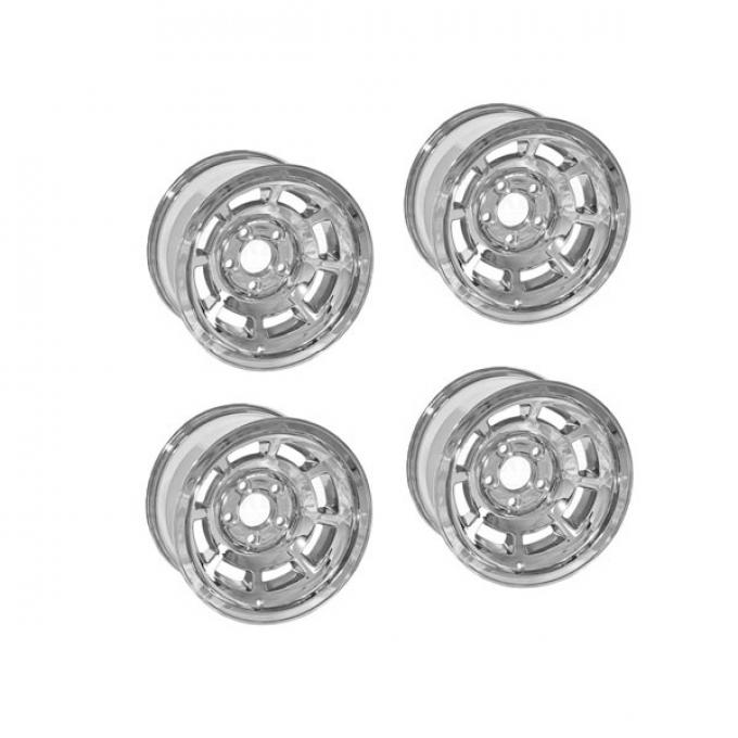 Corvette-Style Reproduction Polished Aluminum Wheel Set, 1955-1957