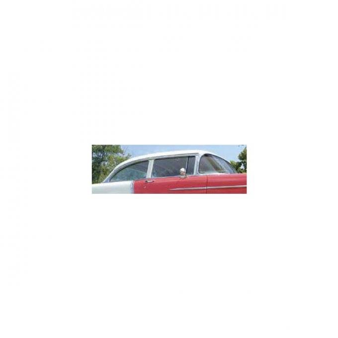 Chevy Quarter Glass, Installed In Lower Channel, Clear, 2-Door Sedan, Right, 1955-1957