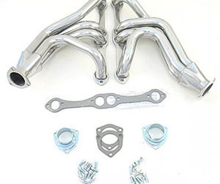 Chevy Exhaust Headers, Steel With Silver Ceramic Coated Finish, 1955-1957