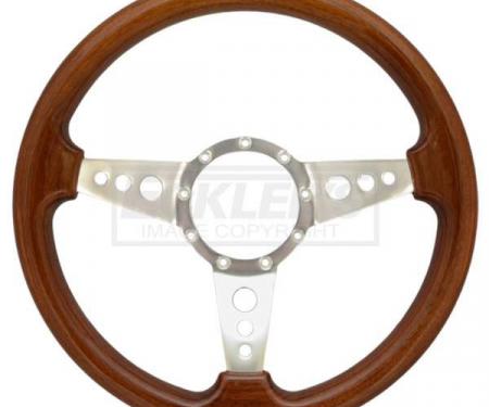 Full Size Chevy Steering Wheel, Volante S9, Walnut Wood Finish, 1958-1984