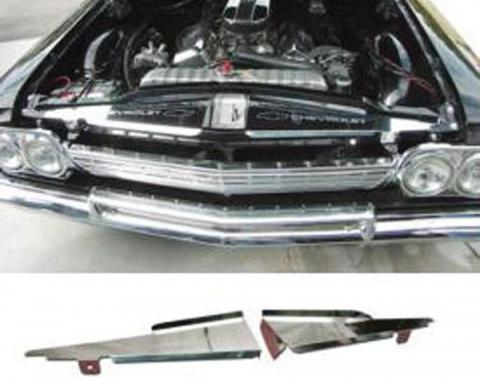 Full Size Chevy Core Support Filler Panels, Polished, 1962-1964