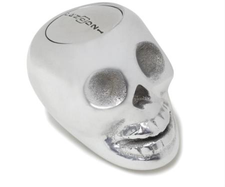 Shift Knob, Lokar, Polished Aluminum Skull, 4-Speed, for GM 700R4/200R4/4L80/4L80E/4L60/4L60E  Automatic Transmission