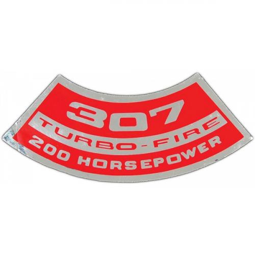 Full Size Chevy Air Cleaner Decal, TurboFire, 307ci/200hp, 1968