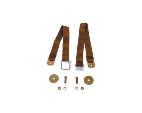 Seatbelt Solutions Chevrolet 1955-1957, Rear Universal Lap Belt, 60" with Chrome Lift Latch 1800603004 | Brown