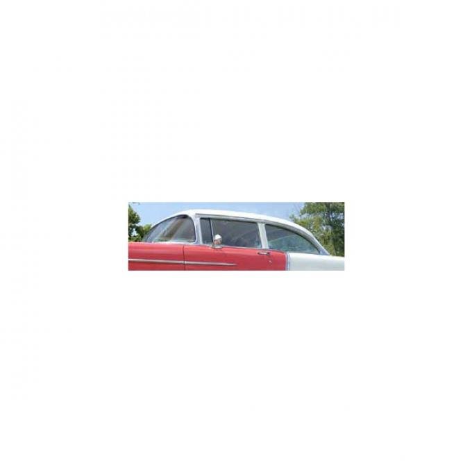 Chevy Quarter Glass, Installed In Lower Channel, Clear, 2-Door Sedan, Left, 1955-1957