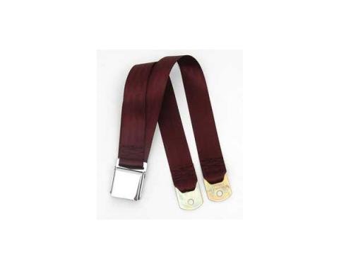 Seatbelt Solutions Chevrolet 1955-1957, Rear Universal Lap Belt, 60" with Chrome Lift Latch 1800602008 | Maroon