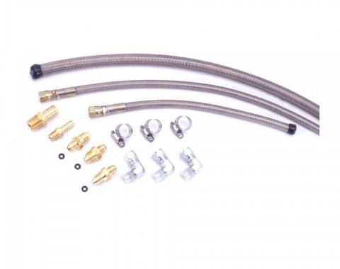 Flaming River 1955-57 Stainless Braided Hose Kit - Remote Reservoir (GM-Style Fits Flaming River Power Rack)