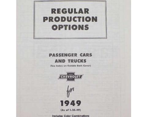 Early Chevy Regular Production Options Manual, 1949