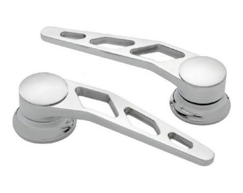 Door Handles, Interior, Windowed Billet Aluminum, Pair, Polished, Lokar, GM 1955-1957