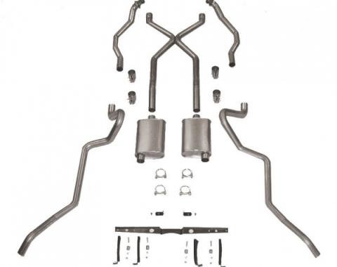 Chevy SCR "X" Turbo Performance Dual 2-1/2" Exhaust System,For Use With 2-1/2" Rams Horn Exhaust Manifolds, Stainless Steel, Small Block, 1955-1957