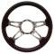 Full Size Chevy Steering Wheel, Volante S9, Black Ash Wood Finish, 1958-1984