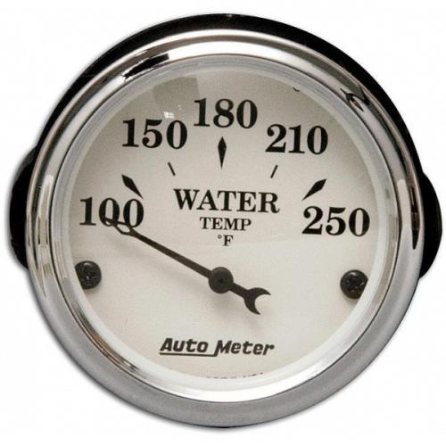 Chevy Custom Water Temperature Gauge, White Face, With Black Vintage