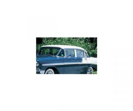 Chevy Door Glass, Installed In Lower Channel, Clear, 4-DoorSedan, Left, Rear, 1955-1957