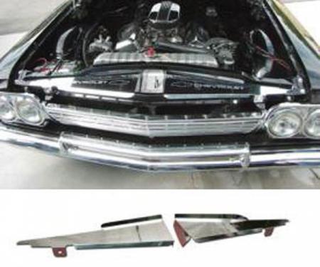 Full Size Chevy Core Support Filler Panels, Polished, 1962-1964