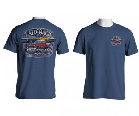 Laid Back Fulton Motors Chevy T-Shirt, Blue