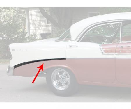 Chevy Rear Quarter Panel Molding, Bel Air, Right, For 4-Door Hardtop, Show Quality, 1956