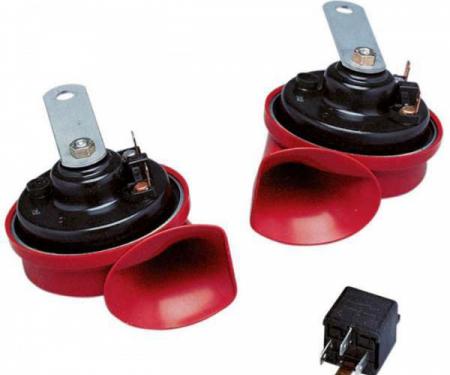 Early Chevy Hella Twin Horn Kit, 12-Volt, 400/500Hz, 1949-1954