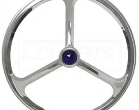 Early Chevy Lucas Style Headlight Cover, 7'' Tri Bar With Blue Glass Dot, 1949-1954