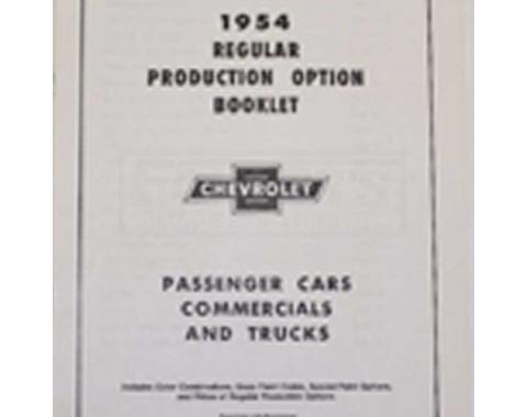 Early Chevy Regular Production Options Manual, 1954