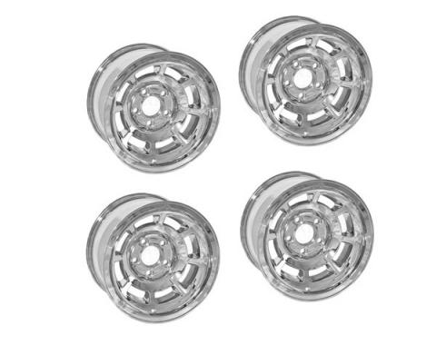 Corvette-Style Reproduction Polished Aluminum Wheel Set, 1958-1985