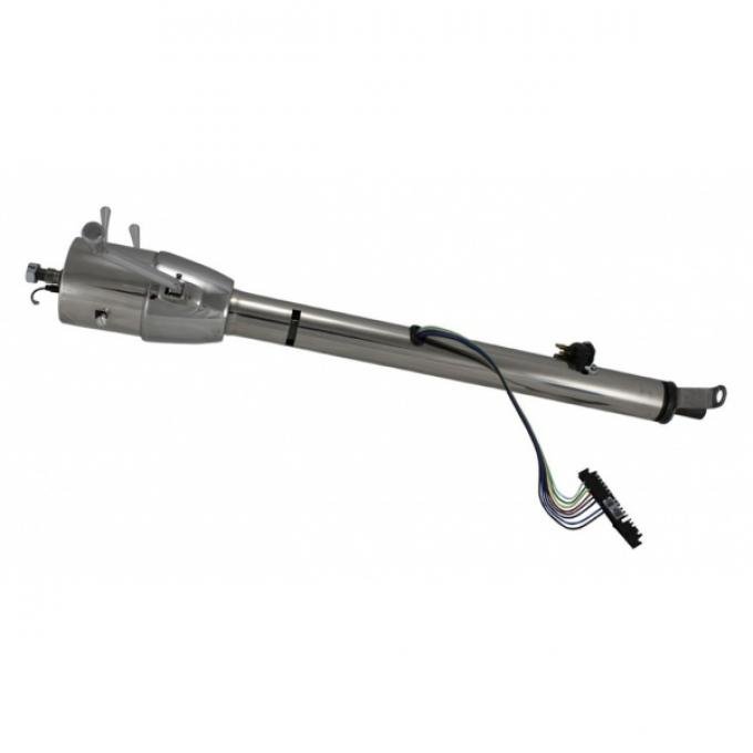 Chevy Flaming River Tilt Steering Column With Shifter, With Neutral Safety Switch, Polished SS, 1955-1956