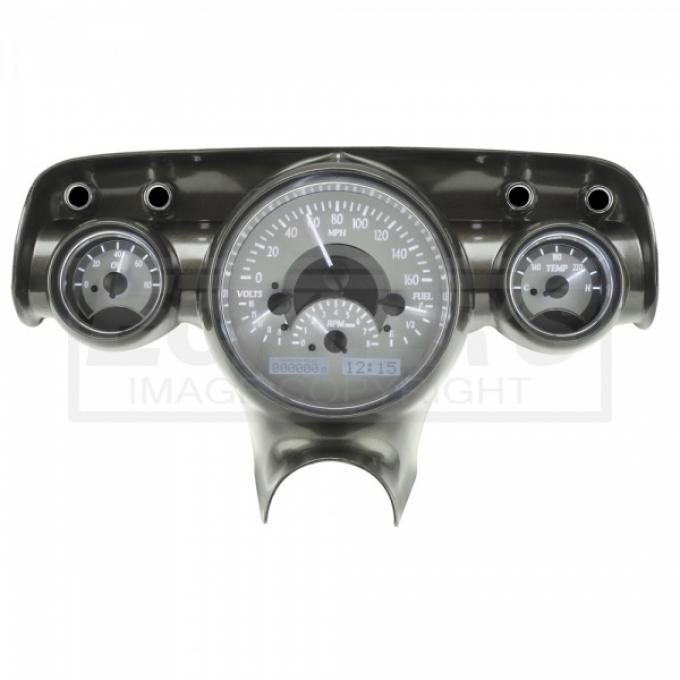 Chevy Analog Dash Gauges, Dakota Digital, Silver With WhiteDisplay, 1957