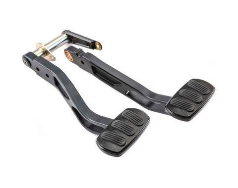 Chevy Billet Aluminum Brake/Clutch Pedal Arms, Black, Lokar, 1955-1957