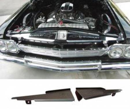 Full Size Chevy Core Support Filler Panels, Black Anodized,1962-1964