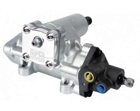 Early Chevy Flaming River Steering Box, Power Box, For GM, 12:1 Ratio, With Billet Cap, Plated, 1949-1954