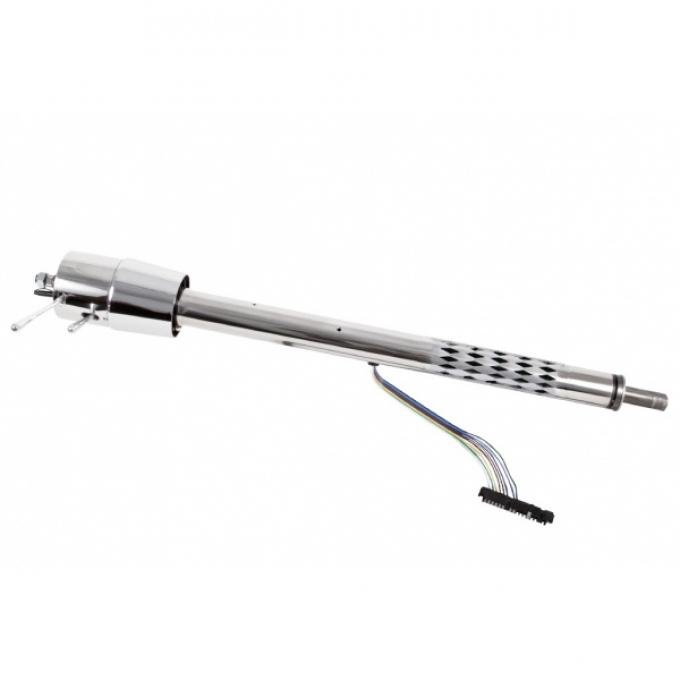 57 Chevy Flaming River Collapsible Steering Column, Tilt Function, Polished Stainless Steel, (Floor Shifter)