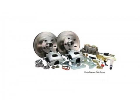 Late Great Chevy - Front Disc Brake Conversion Kit For Stock Spindles, Deluxe, With Drilled And Slotted Rotors, Manual Brakes, 1969-1970