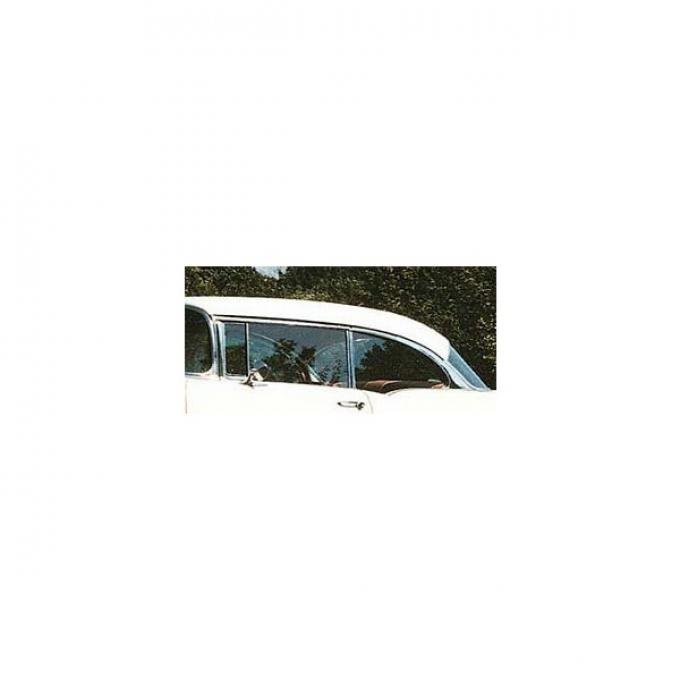 Chevy Quarter Glass, Installed In Frame, Clear, 2-Door Hardtop, Left, 1955-1957