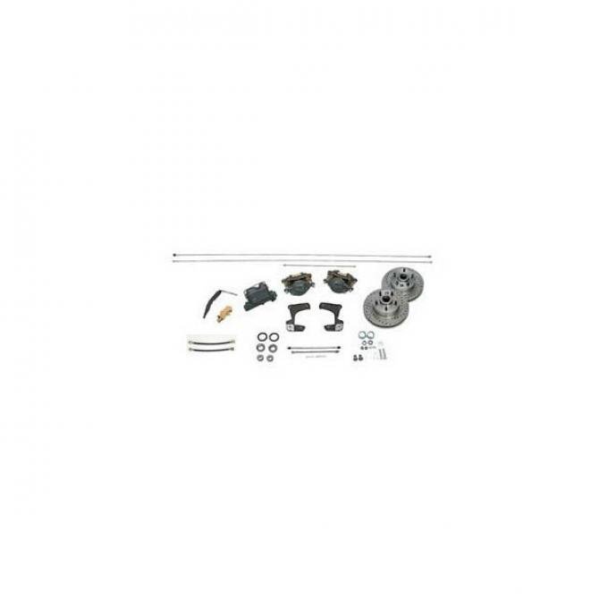 Chevy Disc Brake Kit, Front, Non-Power, With Drilled & Slotted Rotors, 1955-1957