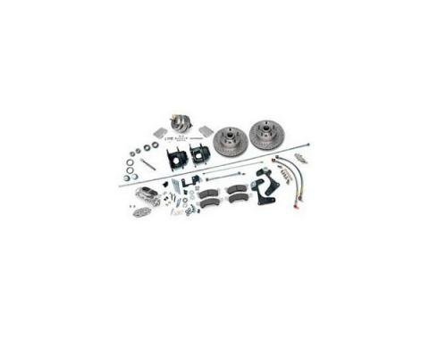 Chevy Complete Power Disc Brake Kit, Front, With Drilled & Sweep Slotted Rotors, Chrome Booster & Chrome Master Cylinder, 1955-1957