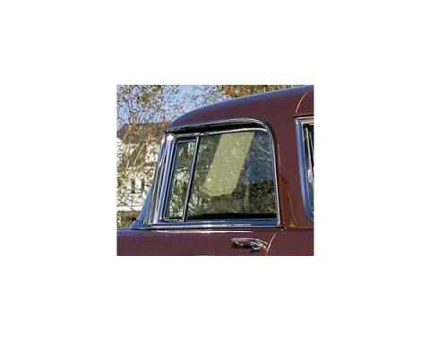 Chevy Door Glass, Installed In Frame, Clear, Nomad, Left, 1955-1957