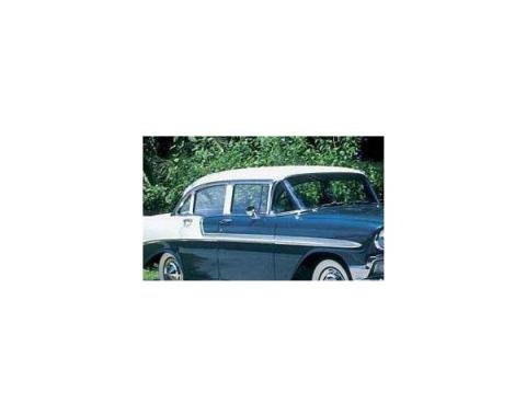 Chevy Door Glass, Installed In Lower Channel, Clear, 4-DoorSedan & Wagon, Right, Front, 1955-1957