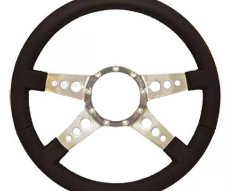 Full Size Chevy Steering Wheel, Volante S9, Black Leather, 1958-1984