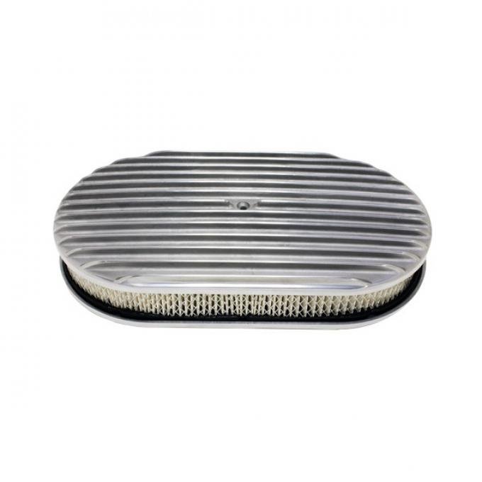 Chevy Air Cleaner, Oval Full Finned Polished Aluminum, 15