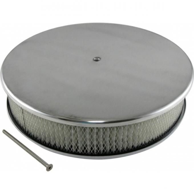 Chevy Air Cleaner, Round Smooth Polished Aluminum, 14 X 3