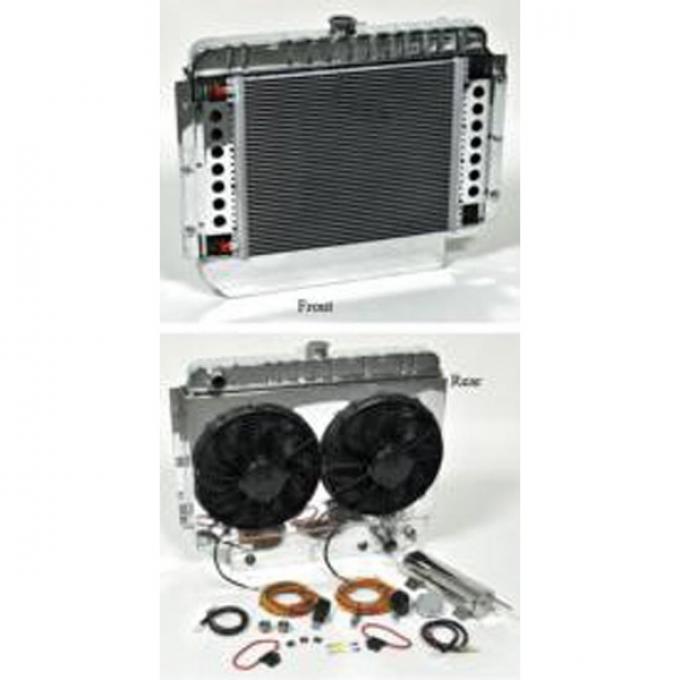 Full Size Chevy Aluminum Radiator, LS1, LS2, LS3 & LS6, Knockout HP Series, Complete Kit, Griffin, 1959-1964