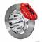 Chevy Wilwood Front Disc Brake Kit, Drop Spindle, Red Powder Coat Caliper, Plain Face Rotor,12.19", Forged Dynalite Big Brake Series 55-57