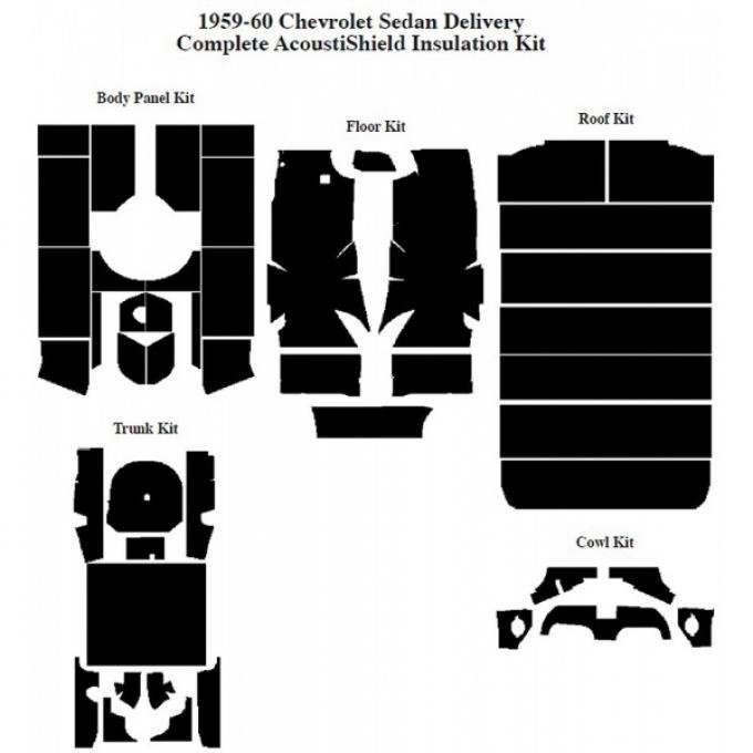 Chevy Insulation, QuietRide, AcoustiShield, Complete Kit, Sedan Delivery, 1959-1960