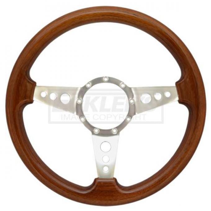 Full Size Chevy Steering Wheel, Volante S9, Walnut Wood Finish, 1958-1984