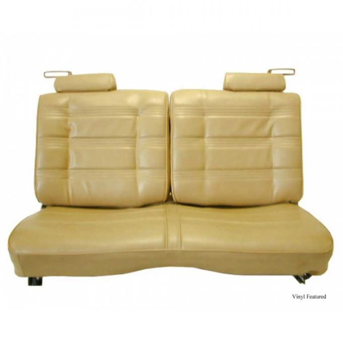 Malibu Seat Cover, Front Straight Bench With 50/50 Split Back, Head Rests, Vinyl With Velour, Horizonal Pleats, 1978-1980