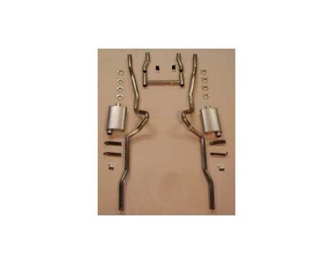 Chevy Exhaust System, Dual Quickflow, Stainless Steel, Use With Headers, Small Block, Big Block, 2-1/2" Non-Wagon, 1955-1957